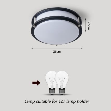 Brilagi - Plafondlamp ELARO 2xE27/40W/230V Ø 26 cm zwart
