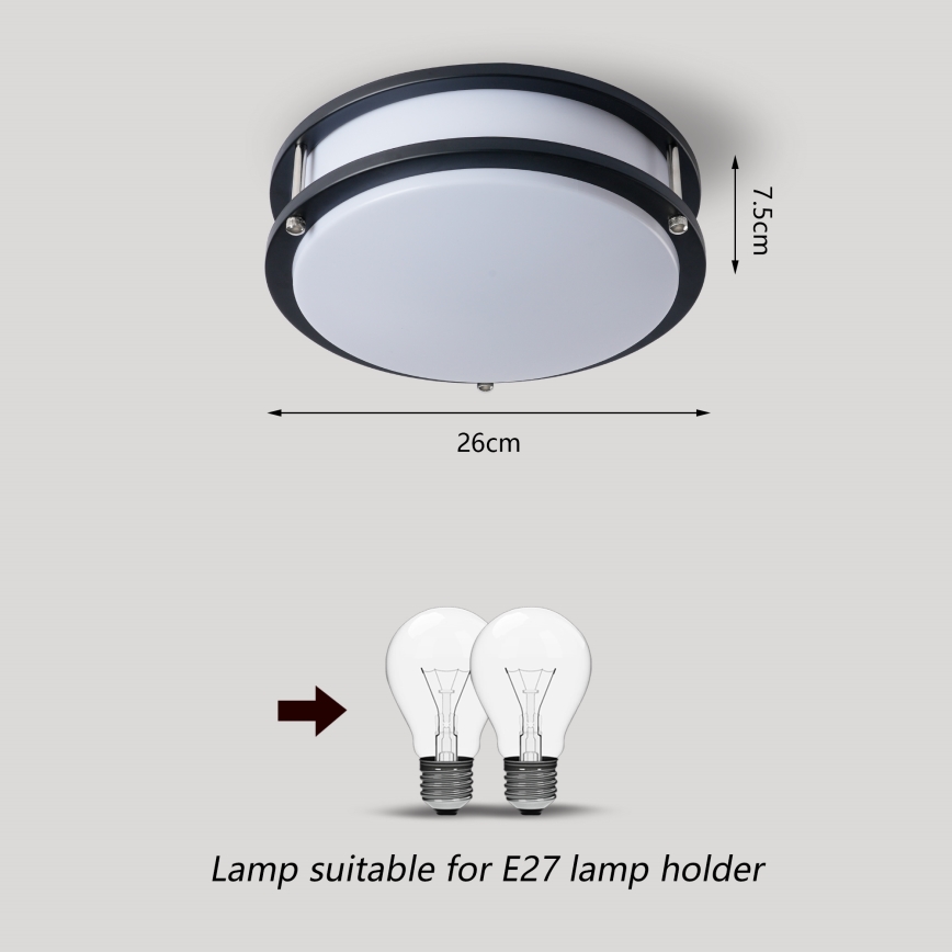 Brilagi - Plafondlamp ELARO 2xE27/40W/230V Ø 26 cm zwart