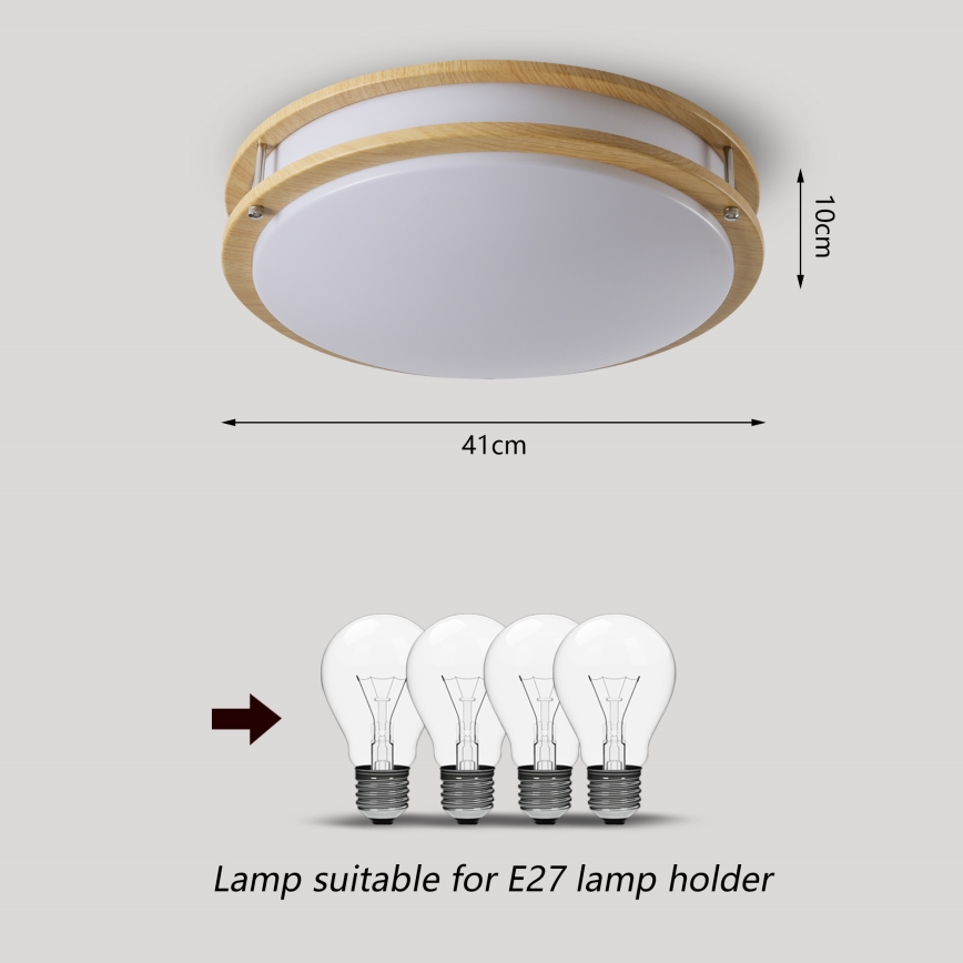 Brilagi - Plafondlamp ELARO 4xE27/40W/230V Ø 41 cm houtdecor
