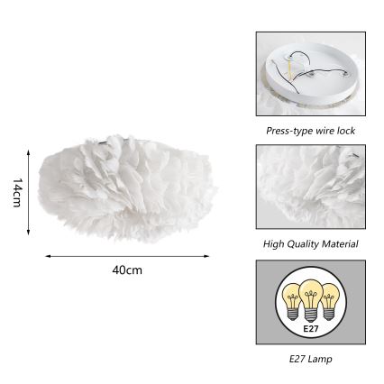 Brilagi - Plafondlamp FEATHER 3xE27/40W/230V Ø 40 cm wit