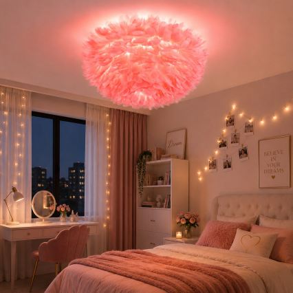 Brilagi - Plafondlamp FEATHER 3xE27/40W/230V Ø 50 cm roze