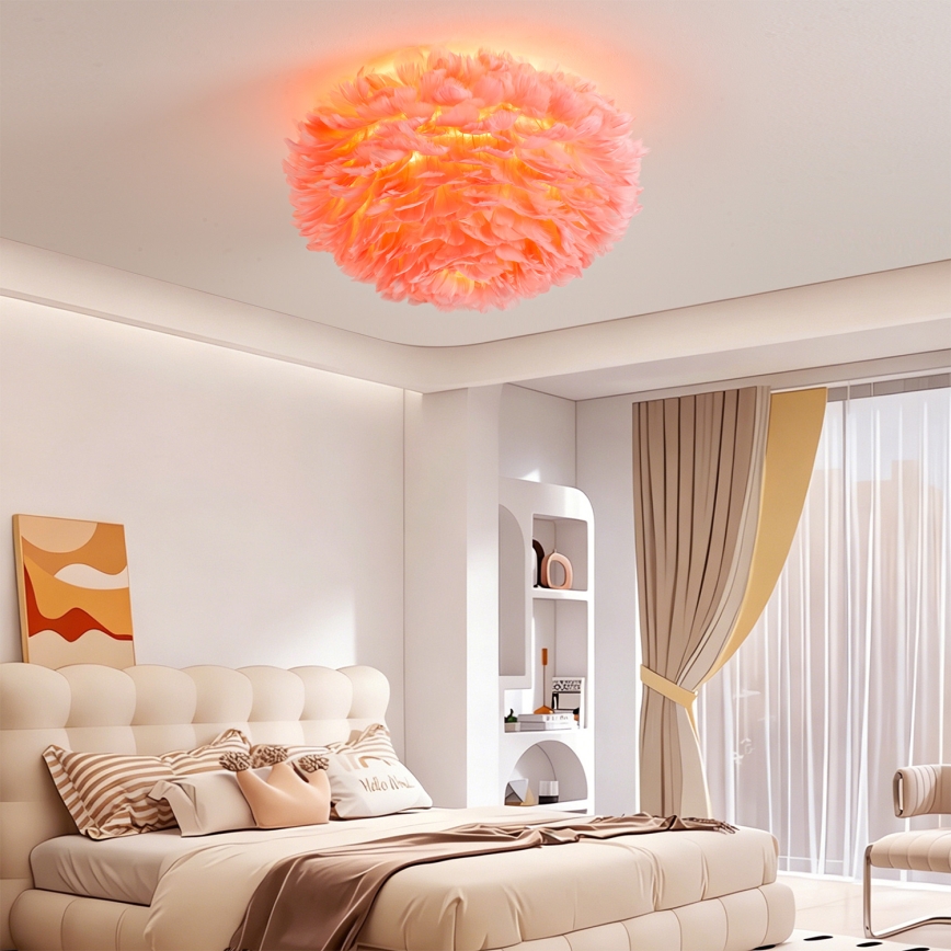 Brilagi - Plafondlamp FEATHER 3xE27/40W/230V Ø 50 cm roze