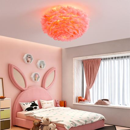 Brilagi - Plafondlamp FEATHER 3xE27/40W/230V Ø 50 cm roze
