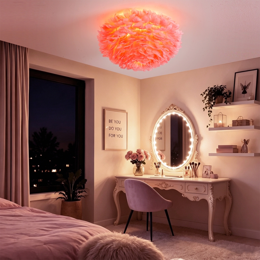 Brilagi - Plafondlamp FEATHER 3xE27/40W/230V Ø 50 cm roze