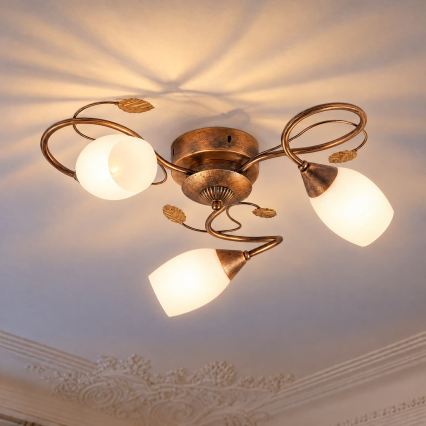 BRILAGI - Plafondlamp GRACE 3xE27/40W/230V Ø 53 cm patina/koper