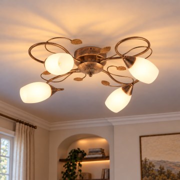 BRILAGI - Plafondlamp GRACE 4xE27/40W/230V Ø 68 cm patina/koper