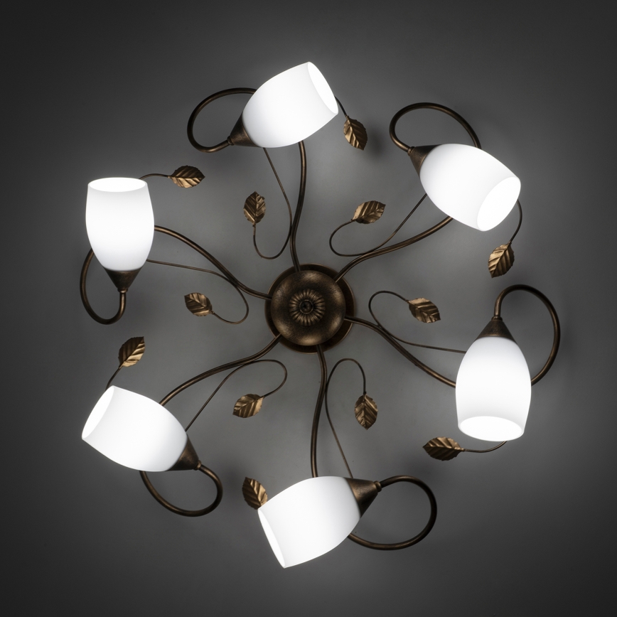 BRILAGI - Plafondlamp GRACE 6xE27/40W/230V Ø 79 cm patina/koper