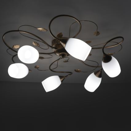 BRILAGI - Plafondlamp GRACE 6xE27/40W/230V Ø 79 cm patina/koper