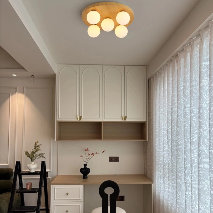 Brilagi - Plafondlamp LUND WOOD 5xG9/9W/230V Ø 40 cm rubberhout