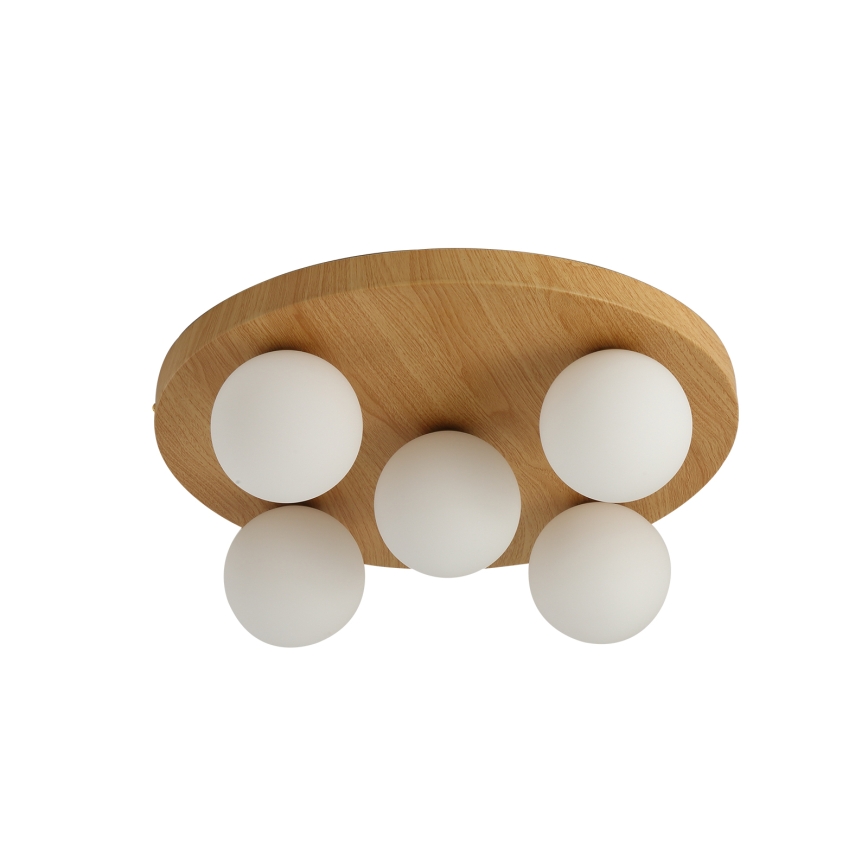 Brilagi - Plafondlamp LUND WOOD 5xG9/9W/230V Ø 40 cm rubberhout