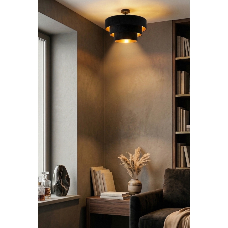 Brilagi - Plafondlamp LUNETA 1xE27/60W/230V Ø 40 cm zwart/goud