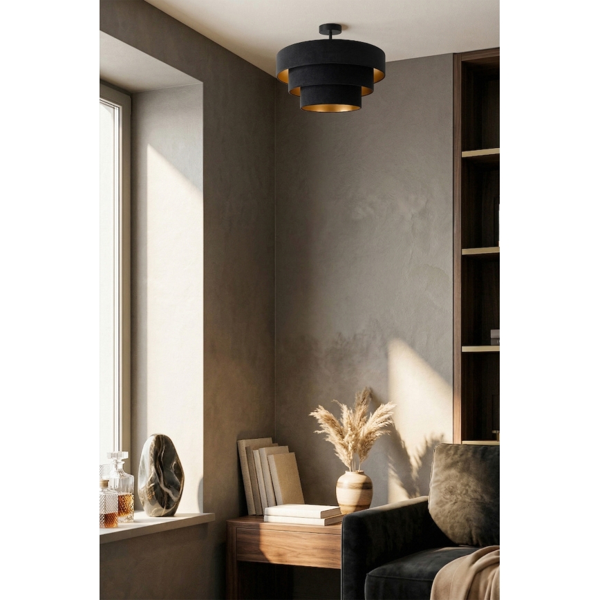 Brilagi - Plafondlamp LUNETA 1xE27/60W/230V Ø 40 cm zwart/goud