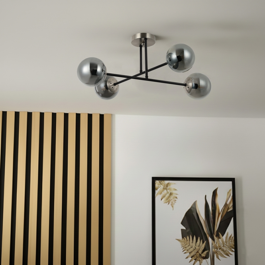 Brilagi - Plafondlamp MALIVA 4xE14/15W/230V mat chroom/rookglas