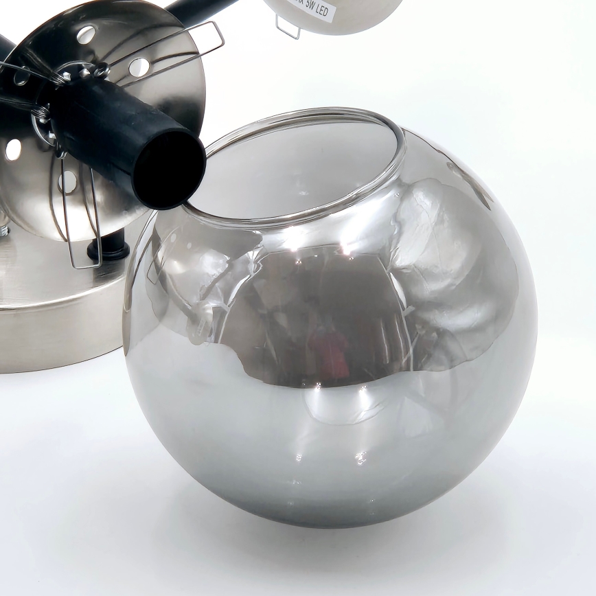 Brilagi - Plafondlamp MALIVA 6xE14/15W/230V mat chroom/gerookt glas