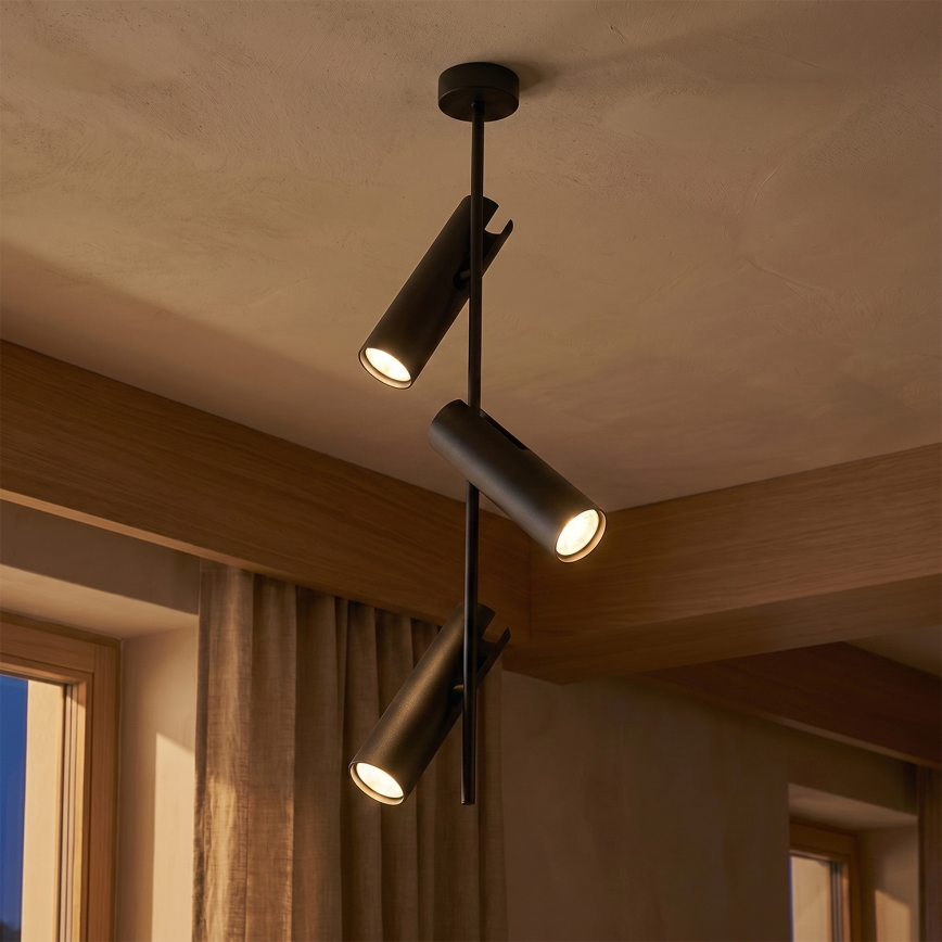Brilagi - Plafondlamp met stang BRANCH 3xGU10/30W/230V zwart