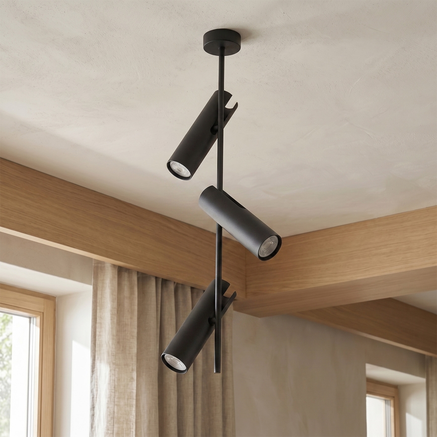 Brilagi - Plafondlamp met stang BRANCH 3xGU10/30W/230V zwart