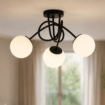 Brilagi - Plafondlamp MILO 3xE27/60W/230V zwart