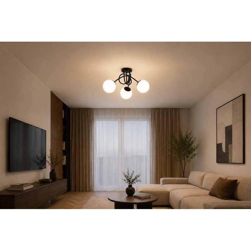 Brilagi - Plafondlamp MILO 3xE27/60W/230V zwart