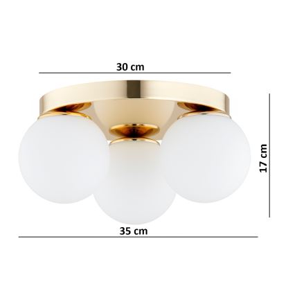 Brilagi - Plafondlamp MILO 3xE27/60W/230V Ø 35 cm goudkleurig