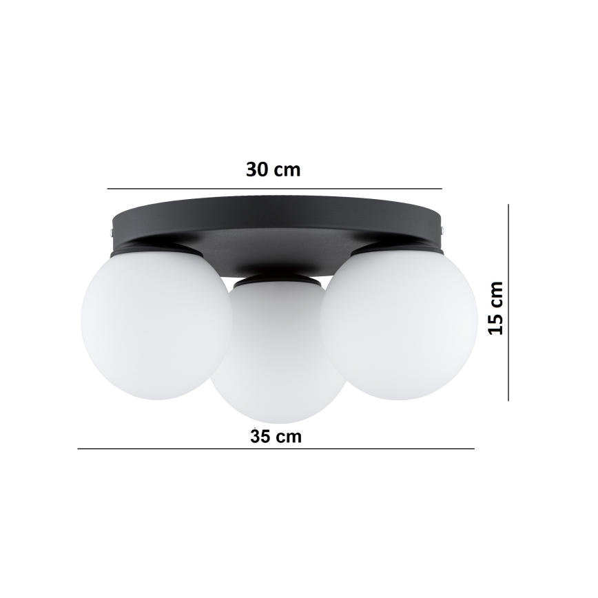 Brilagi - Plafondlamp MILO 3xE27/60W/230V Ø 35 cm zwart