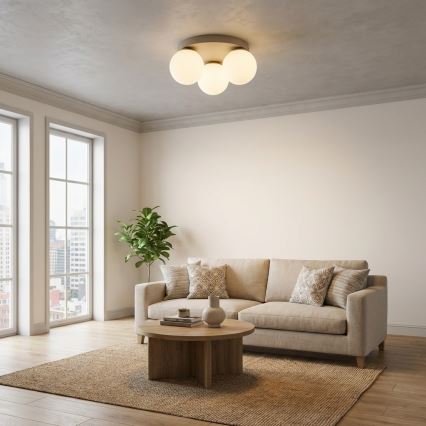 Brilagi - Plafondlamp MILO ECRU 3xE27/60W/230V Ø 35 cm beige/goud