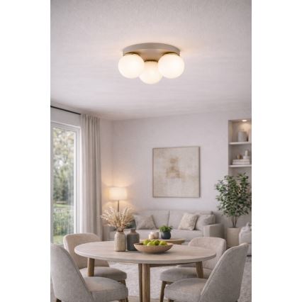 Brilagi - Plafondlamp MILO ECRU 3xE27/60W/230V Ø 35 cm beige/goud