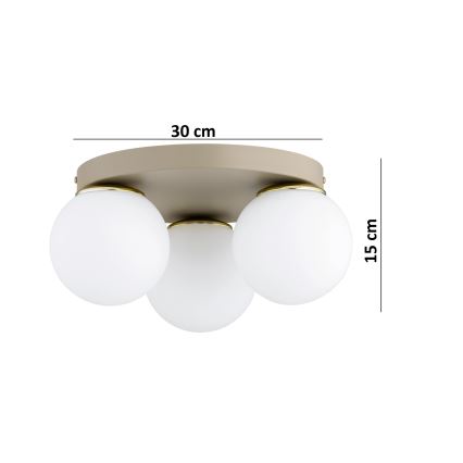 Brilagi - Plafondlamp MILO ECRU 3xE27/60W/230V Ø 35 cm beige/goud