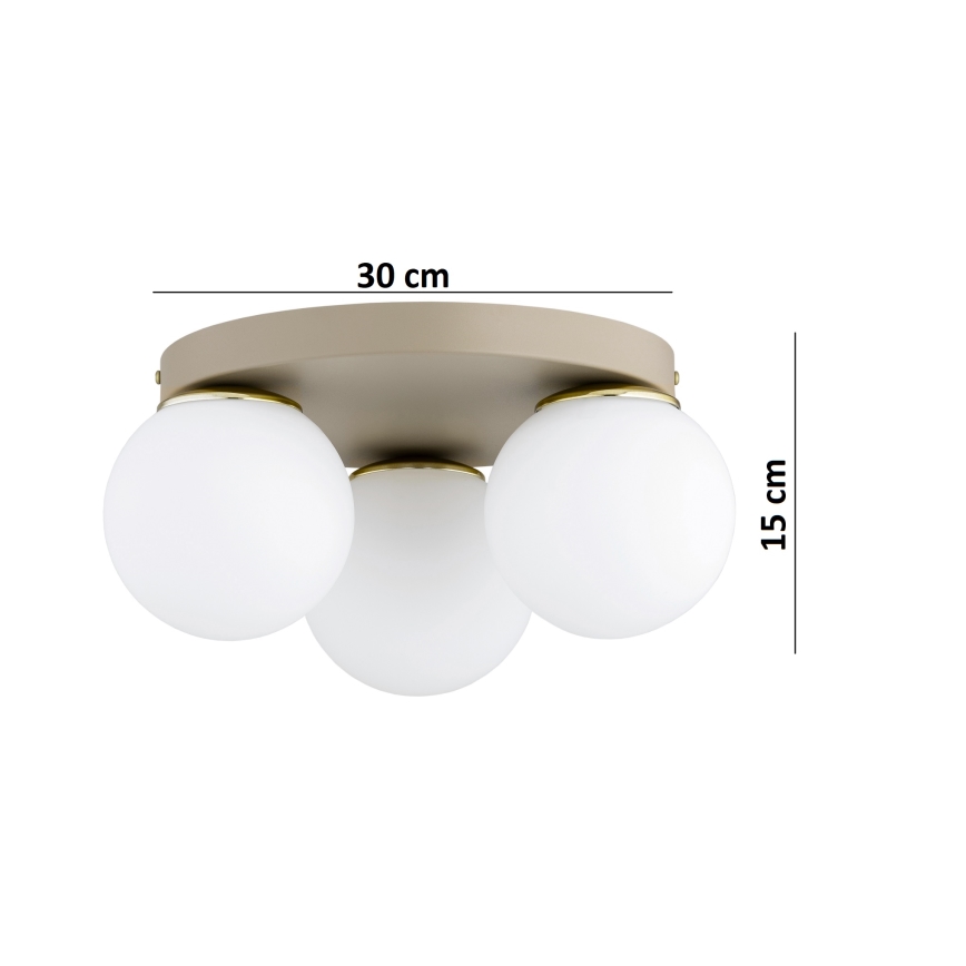 Brilagi - Plafondlamp MILO ECRU 3xE27/60W/230V Ø 35 cm beige/goud