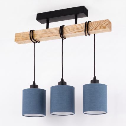 BRILAGI - Plafondlamp NUBILA 3xE27/60W/230V grenen/donkerblauw