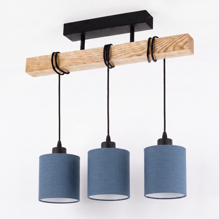 BRILAGI - Plafondlamp NUBILA 3xE27/60W/230V grenen/donkerblauw