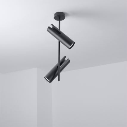 Brilagi - Plafondlamp op stang BRANCH 2xGU10/30W/230V zwart