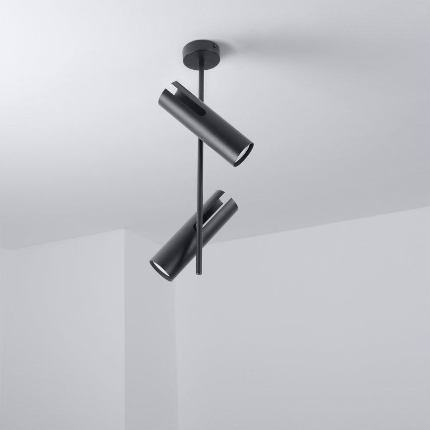 Brilagi - Plafondlamp op stang BRANCH 2xGU10/30W/230V zwart