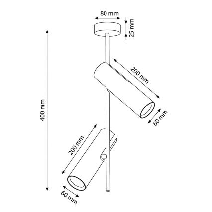 Brilagi - Plafondlamp op stang BRANCH 2xGU10/30W/230V zwart