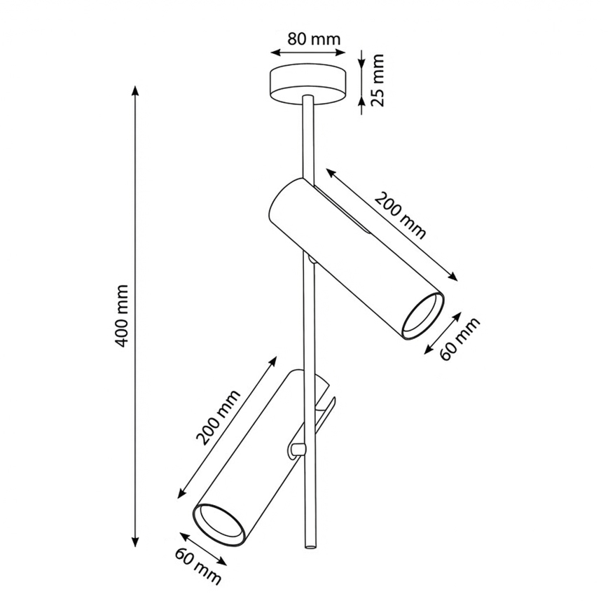 Brilagi - Plafondlamp op stang BRANCH 2xGU10/30W/230V zwart