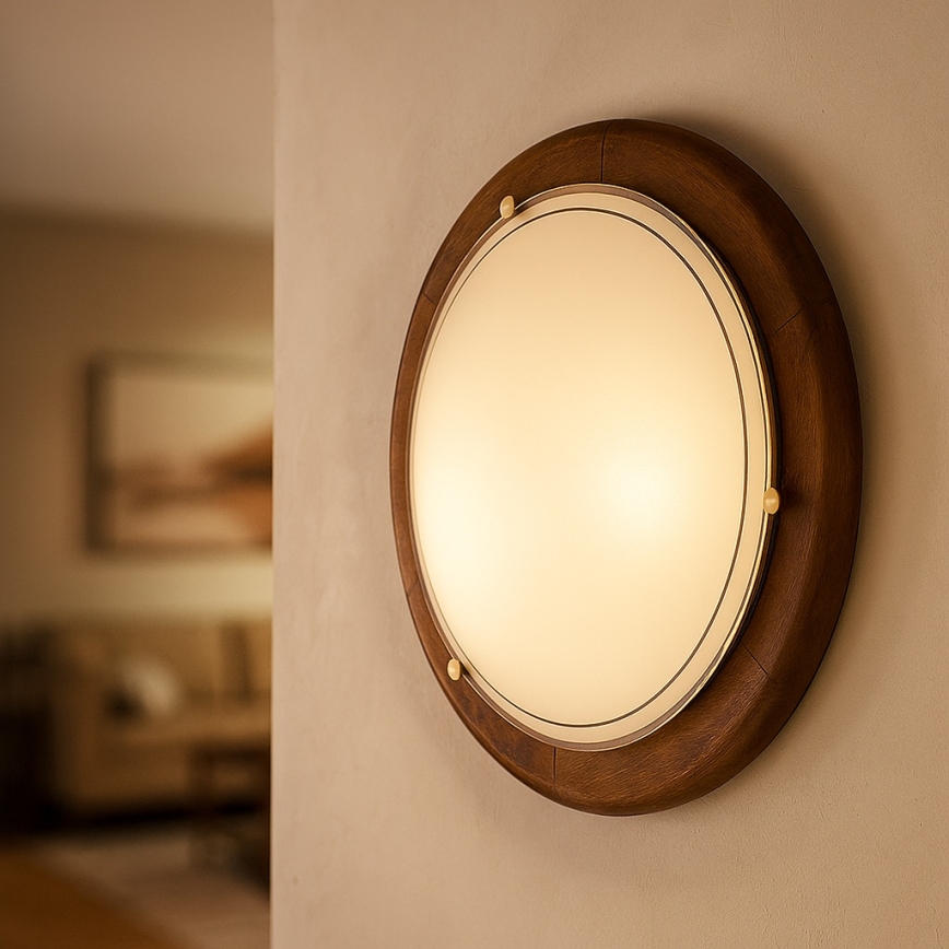 Brilagi - Plafondlamp ORBIS 2xE27/60W/230V Ø 38 cm, grenen