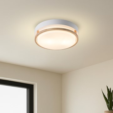 Brilagi - Plafondlamp ORINO 2xE27/40W/230V Ø 27 cm wit/eiken