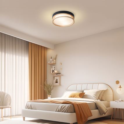 Brilagi - Plafondlamp ORINO 2xE27/40W/230V Ø 27 cm zwart/eiken
