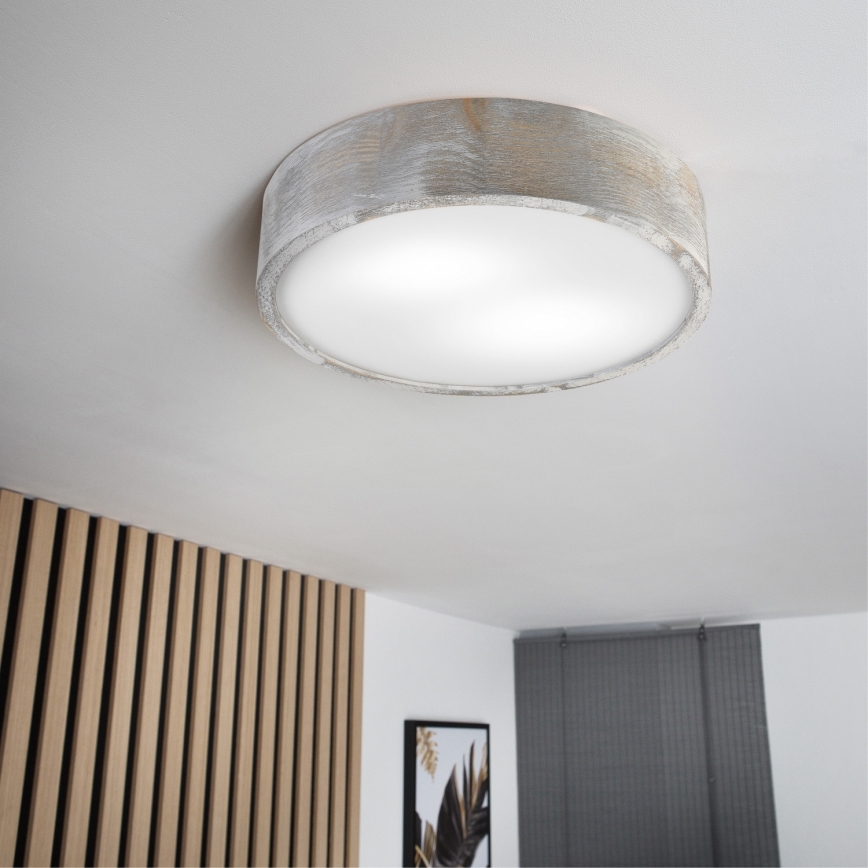 Brilagi - Plafondlamp PINO 2xE27/15W/230V grenen/zilver Ø 37,5 cm