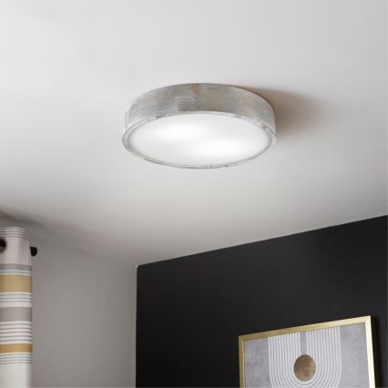 Brilagi - Plafondlamp PINO 2xE27/15W/230V grenen/zilver Ø 37,5 cm