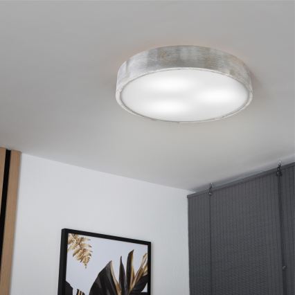 Brilagi - Plafondlamp PINO 3xE27/15W/230V dennenhout/zilver Ø 47,5 cm