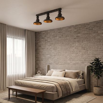Brilagi - Plafondlamp PYRONIC 3xE27/40W/230V brons/patina