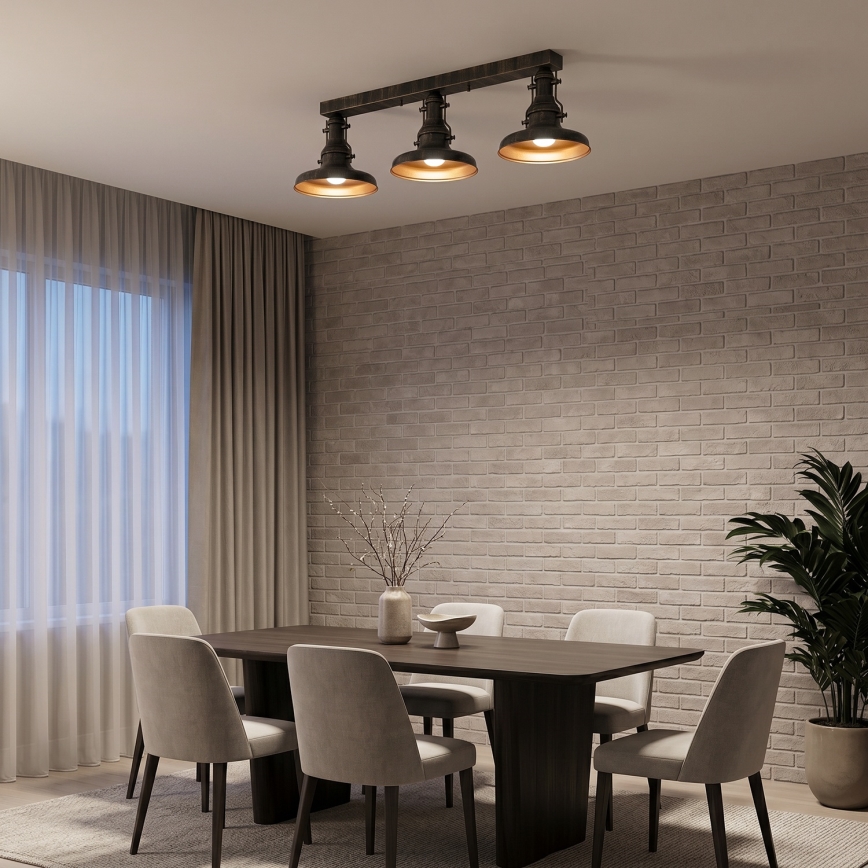 Brilagi - Plafondlamp PYRONIC 3xE27/40W/230V brons/patina