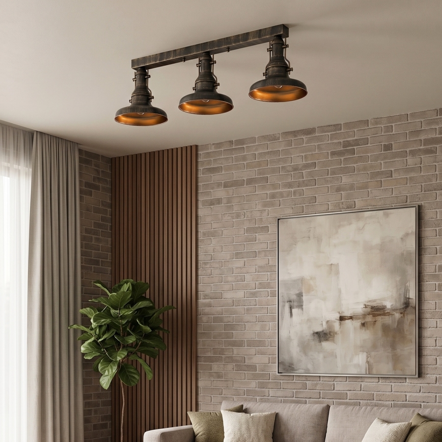 Brilagi - Plafondlamp PYRONIC 3xE27/40W/230V brons/patina