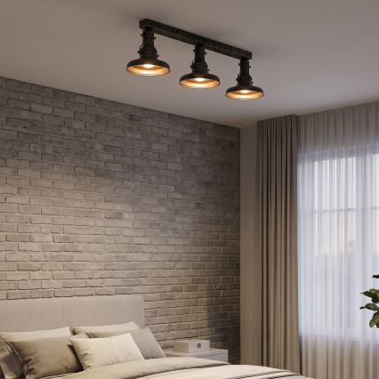 Brilagi - Plafondlamp PYRONIC 3xE27/40W/230V brons/patina