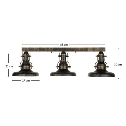 Brilagi - Plafondlamp PYRONIC 3xE27/40W/230V brons/patina