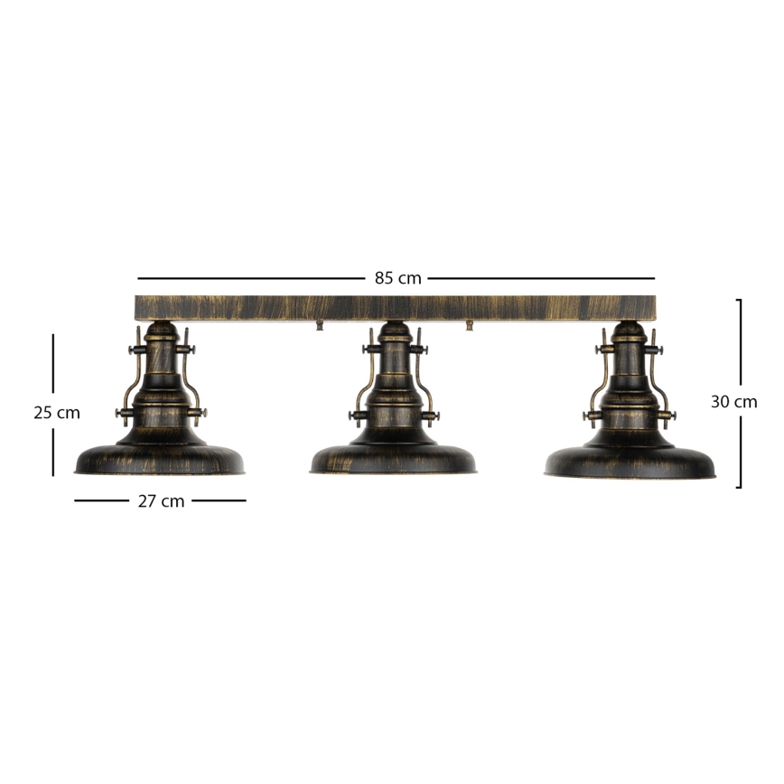 Brilagi - Plafondlamp PYRONIC 3xE27/40W/230V brons/patina