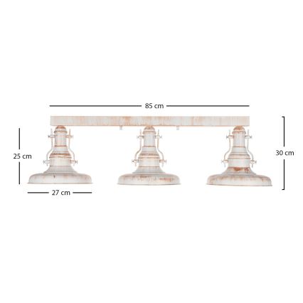 Brilagi - Plafondlamp PYRONIC 3xE27/40W/230V crème/patina