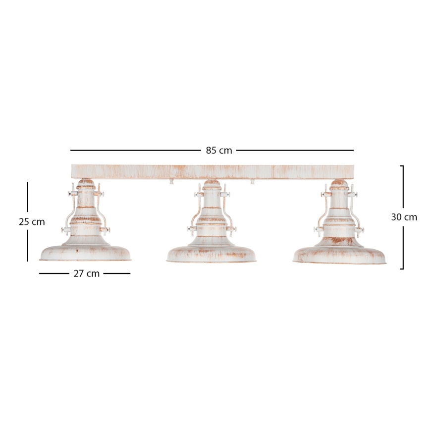 Brilagi - Plafondlamp PYRONIC 3xE27/40W/230V crème/patina