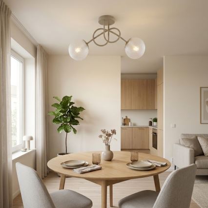 Brilagi - Plafondlamp STELLA 2xE27/60W/230V beige/goud