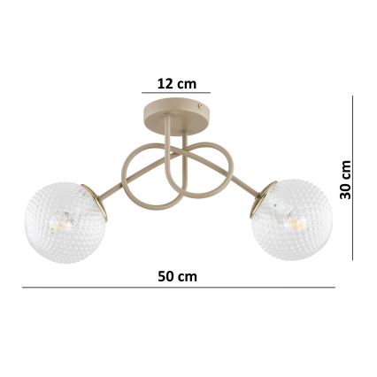 Brilagi - Plafondlamp STELLA 2xE27/60W/230V beige/goud